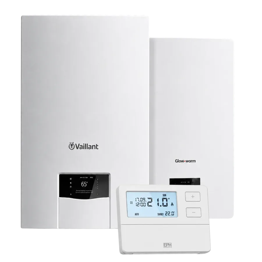 Two combi boilers and a wireless thermostat
